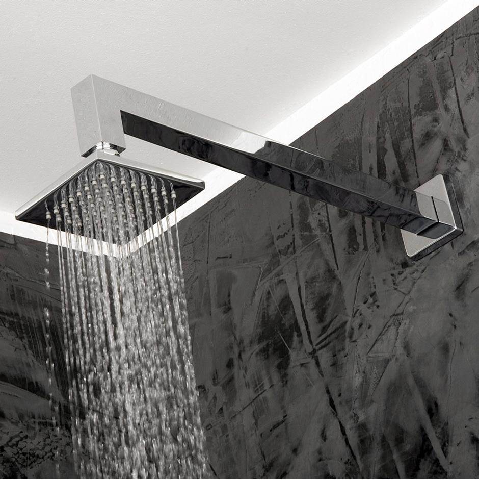 Lacava - Wall-mount tilting square rain shower head, 64 rubber nozzles. Arm and flange sold separately, 4''W, 4''D, 1 3/4''H - Matte Black