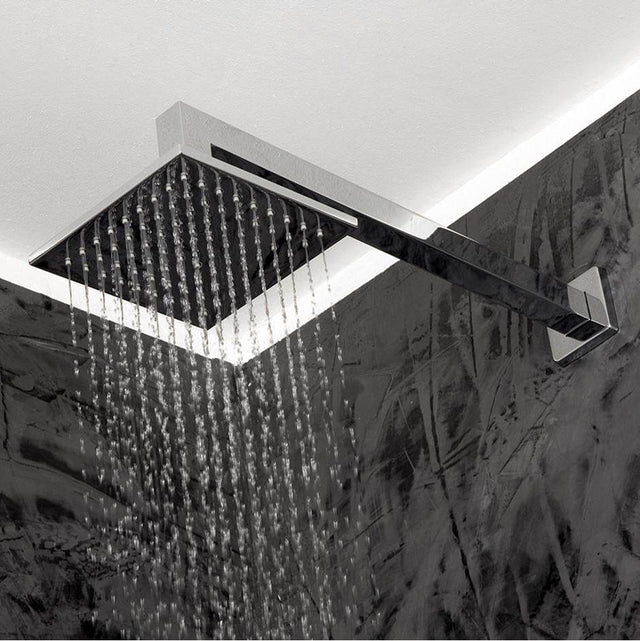 Lacava - Wall-mount tilting square rain shower head, 64 rubber nozzles. Arm and flange sold separately. 6''W, 6''D, 1 3/4''H - Brushed Gold