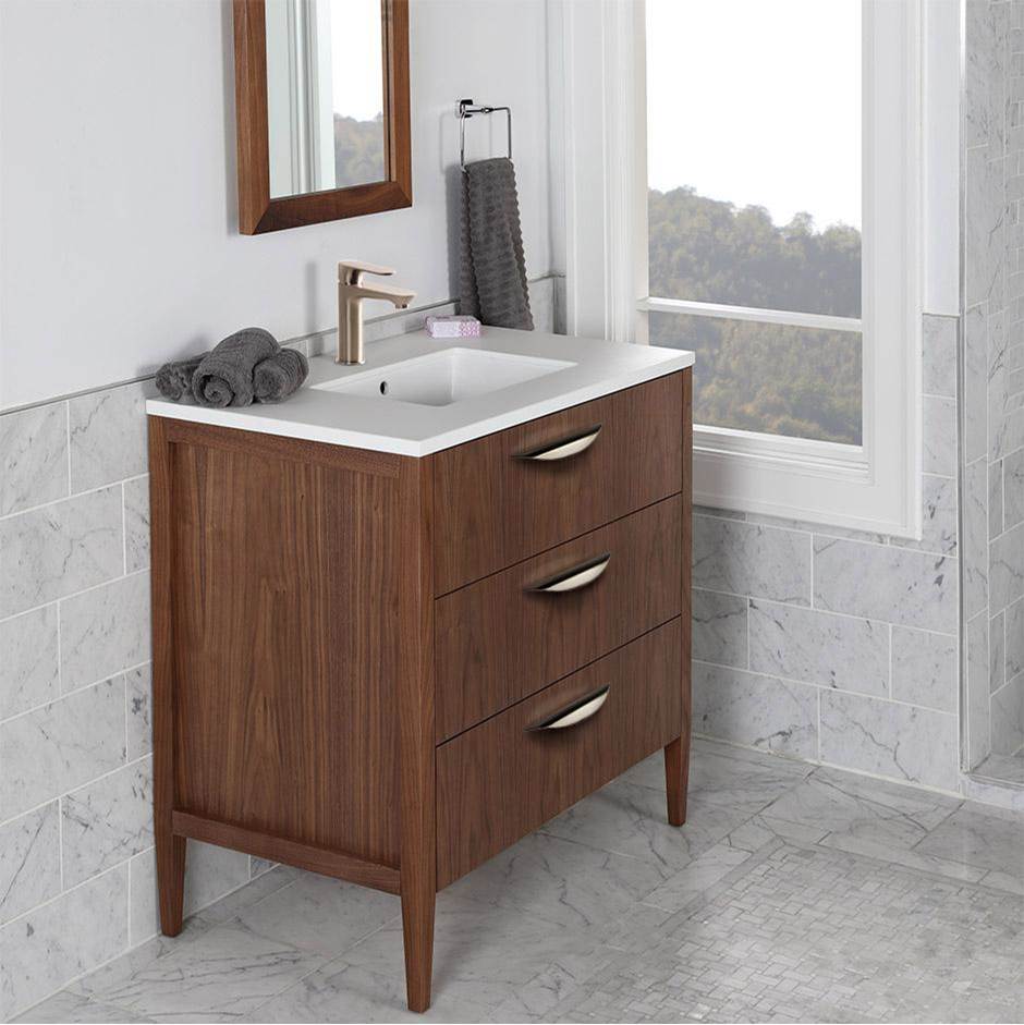 Lacava - Free-standing under-counter vanity with two drawers(pulls included), the top drawer has U-shaped notch for plumbing. - Gloss Ardesia