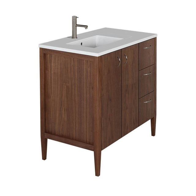 Lacava - Free-standing under-counter vanity with two doors on the left an three drawers on the right(pulls included). - Gloss Ardesia