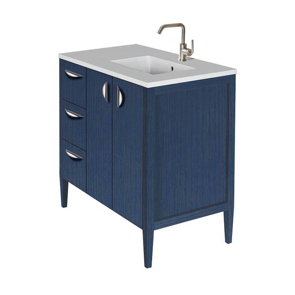 Lacava - Free-standing under-counter vanity with three drawers on the left an two doors on the right(pulls included). - Gloss Ardesia