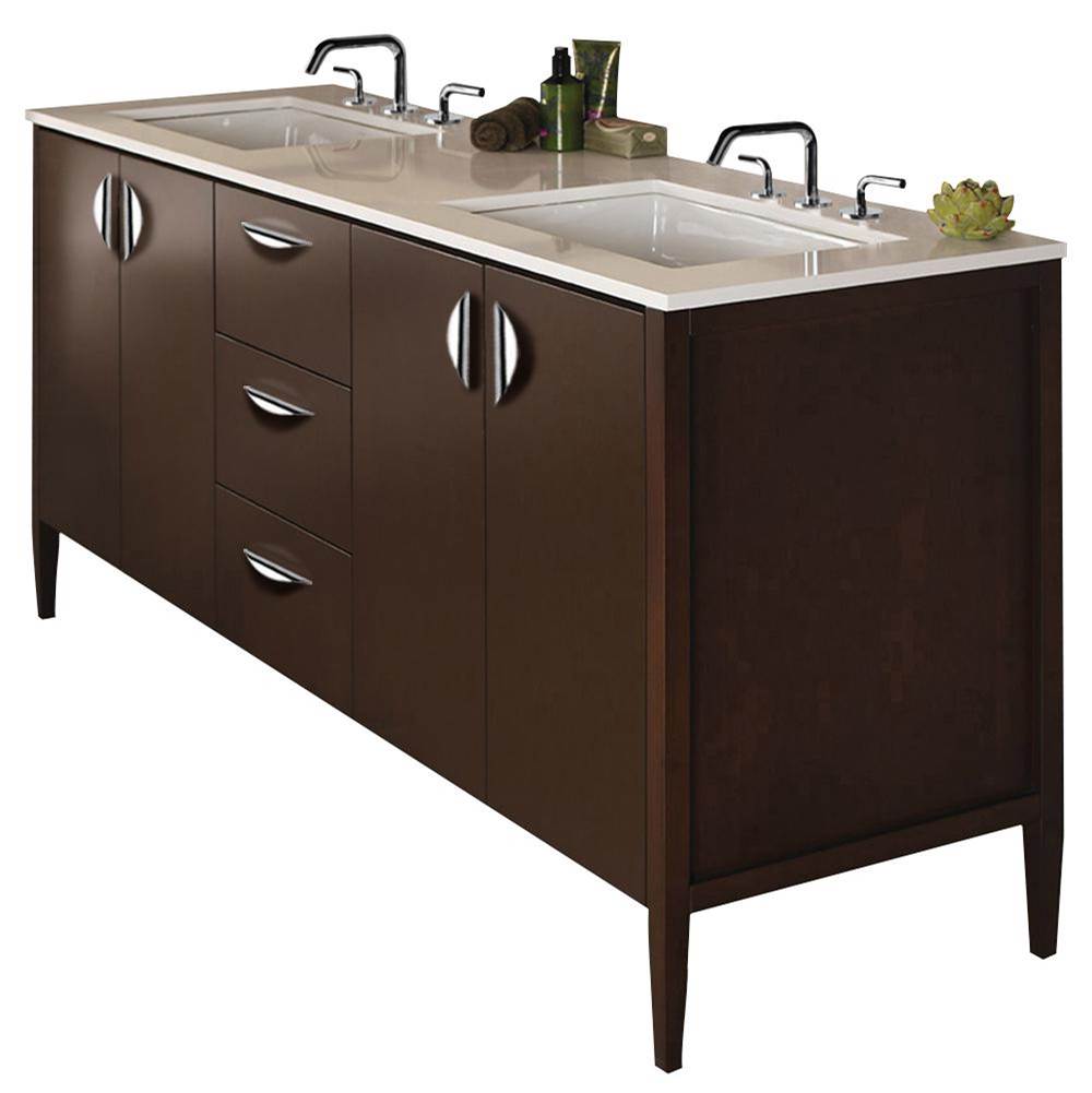 Lacava - Free-standing under-counter double vanity with two sets of doors and three drawers(pulls included). - Gloss Ardesia