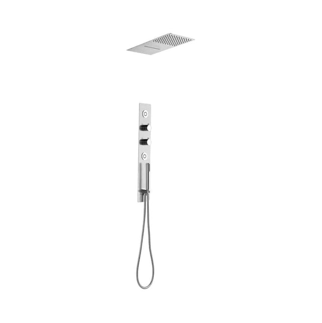 Lenova - 2PC - Shower Set Includes: Shower Head Round 16'' x 4-3/4'' Thermostatic/Pressure Valve Trim Kit - Square - Polished Chrome