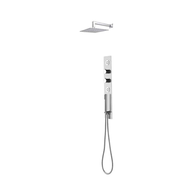 Lenova - 2PC - Shower Set Includes: Shower Head Round 16'' x 4-3/4'' Thermostatic/Pressure Valve Trim Kit - Square - Brushed Nickel