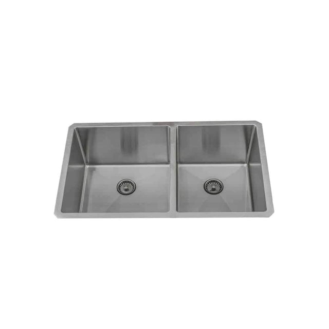 Lenova - Undermount Double Bowl 32'' x 19'' x 10'' - Brushed Satin