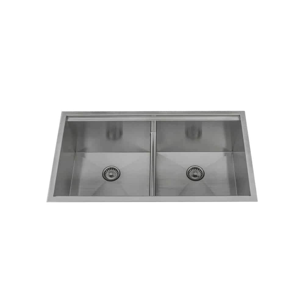 Lenova - Undermount Double Bowl Ledge Sink 33'' x 19'' x 10'' - Brushed Satin