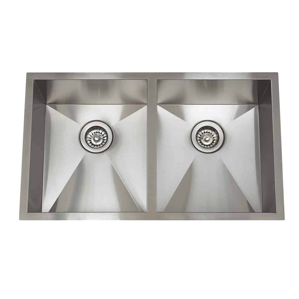 Lenova - Undermount Double Bowl 32'' x 19'' x 10'' - Brushed Satin