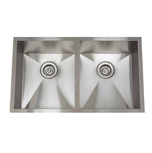 Lenova - Undermount Double Bowl 32'' x 19'' x 10'' - Brushed Satin