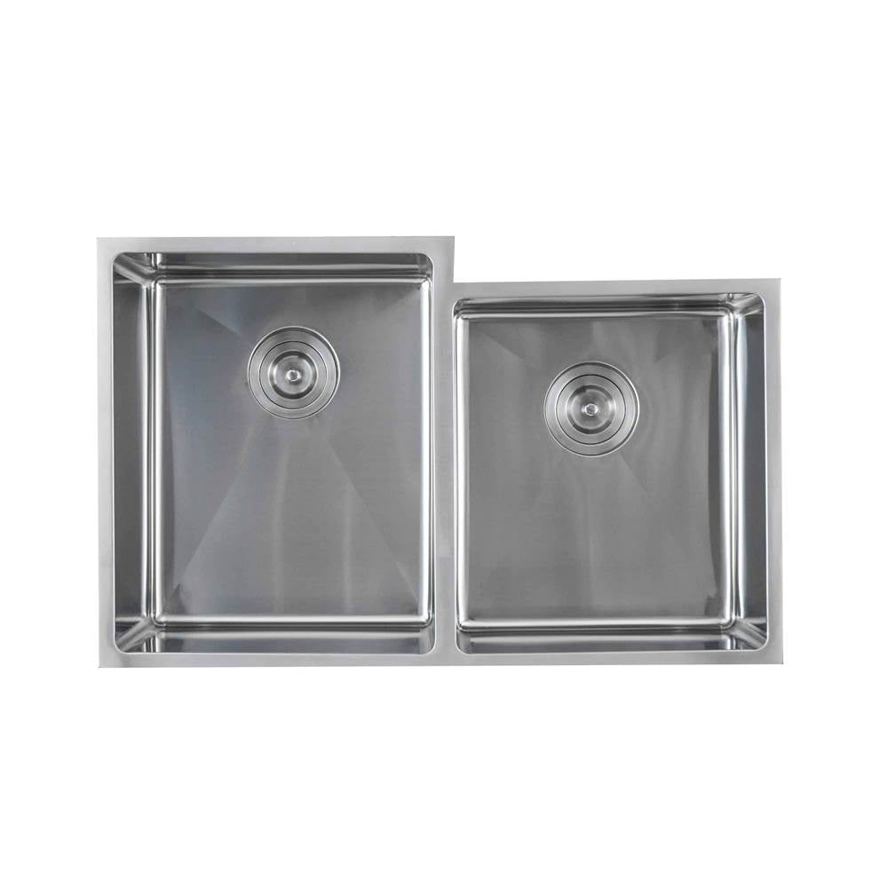Lenova - Undermount Double Bowl 31'' x 19-1/2'' x 10'' - Brushed Satin