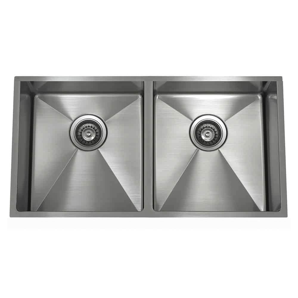 Lenova - Undermount Double Bowl 23'' x 18'' x 5-1/2'' - Brushed Satin