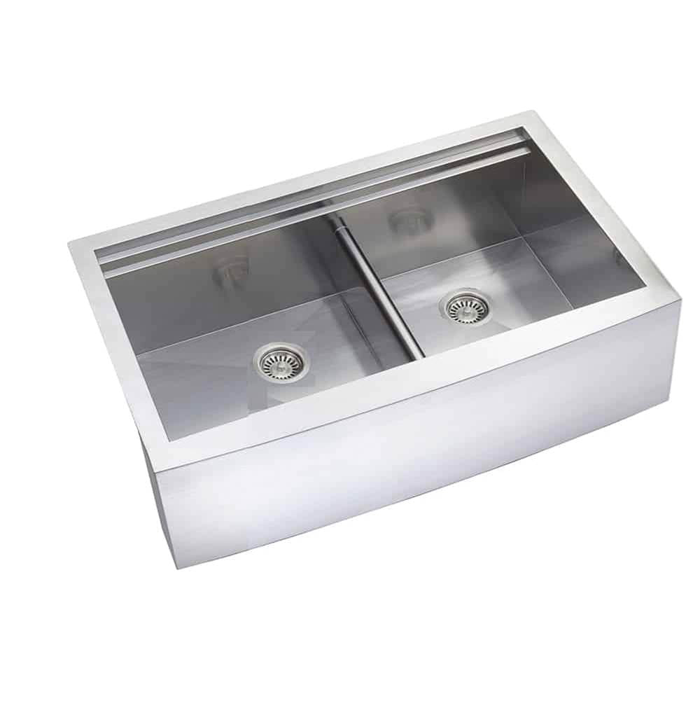 Lenova - Undermount Double Bowl 35-7/8'' x 22-4/5'' x 10'' - Brushed Satin