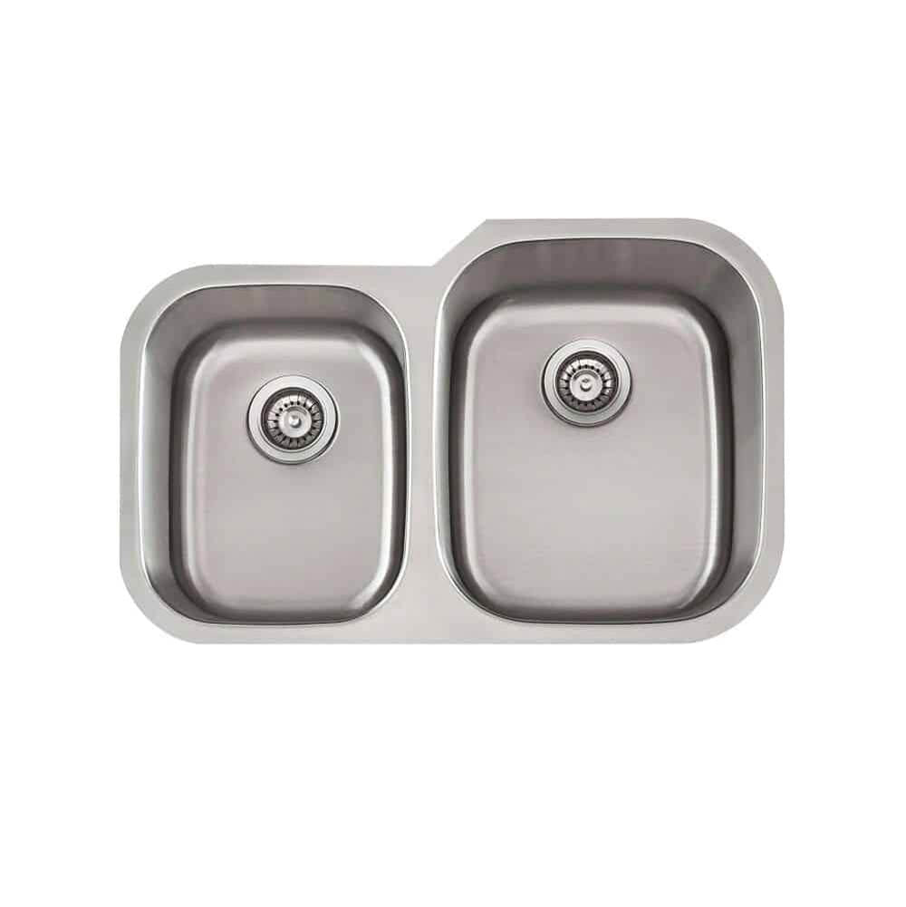 Lenova - Undermount Double Bowl 32'' x 21'' x 8/9'' - Brushed Satin