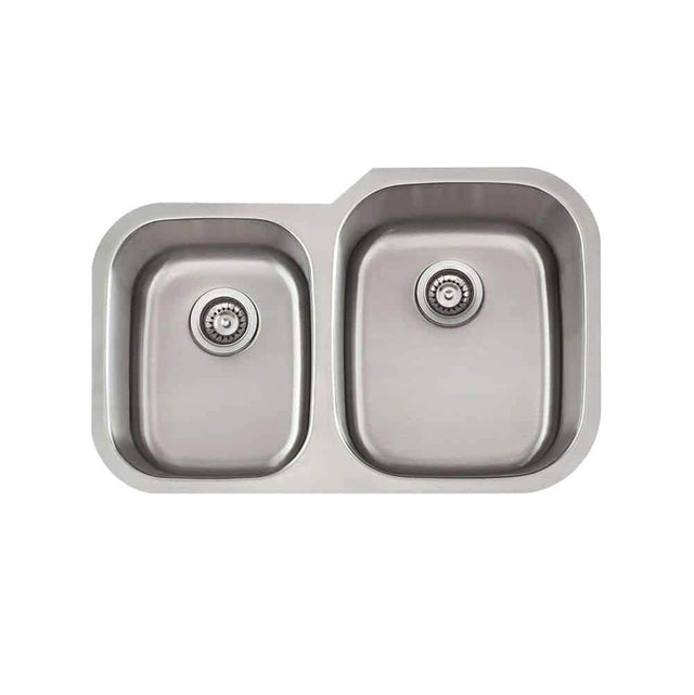 Lenova - Undermount Double Bowl 32'' x 21'' x 8/9'' - Brushed Satin