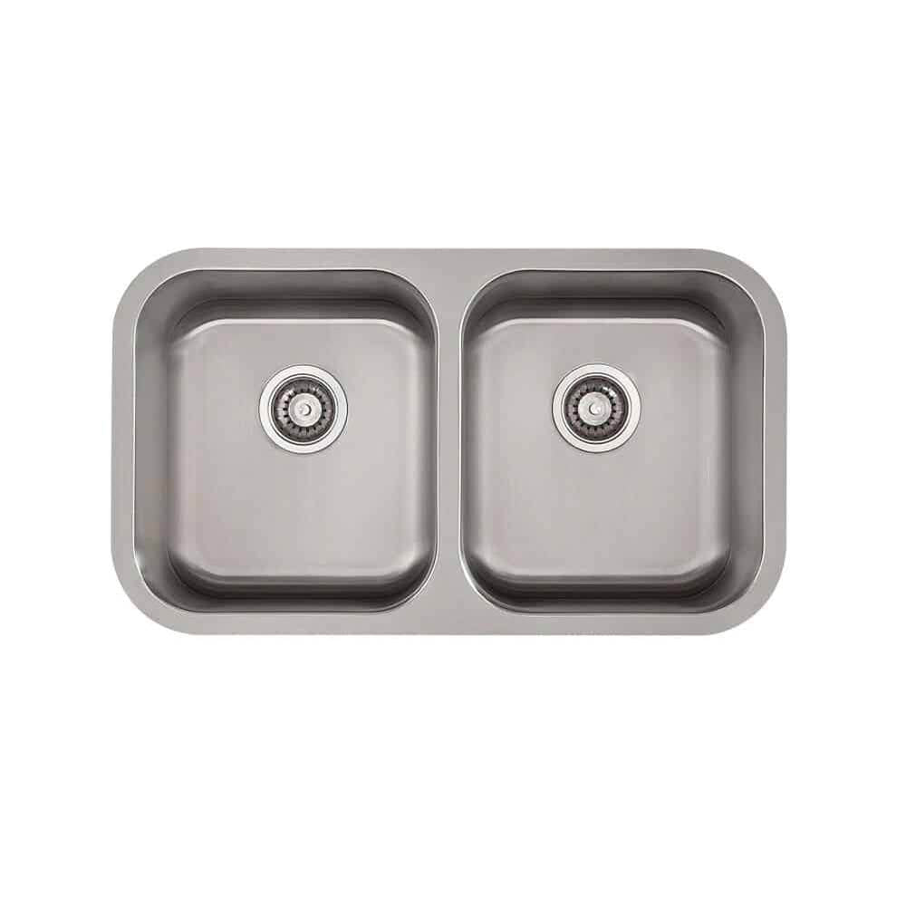 Lenova - Undermount Double Bowl 32'' x 18'' x 9'' - Brushed Satin