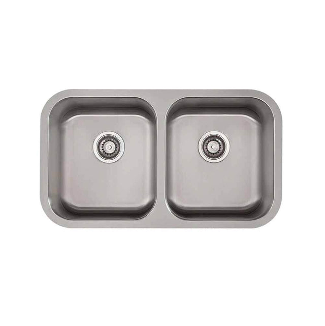 Lenova - Undermount Double Bowl 32'' x 18'' x 9'' - Brushed Satin