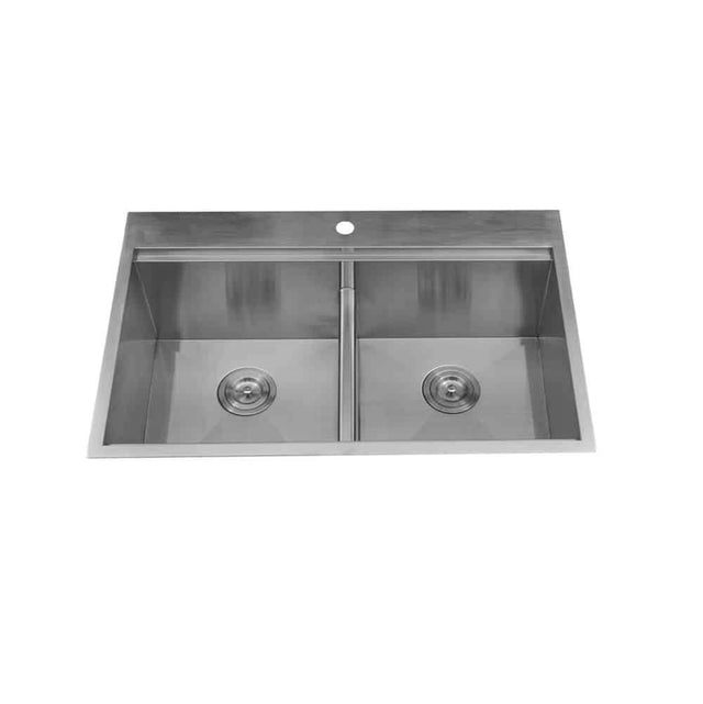 Lenova - Top Mount Double Bowl 33'' x 22'' x 10'' - Brushed Satin