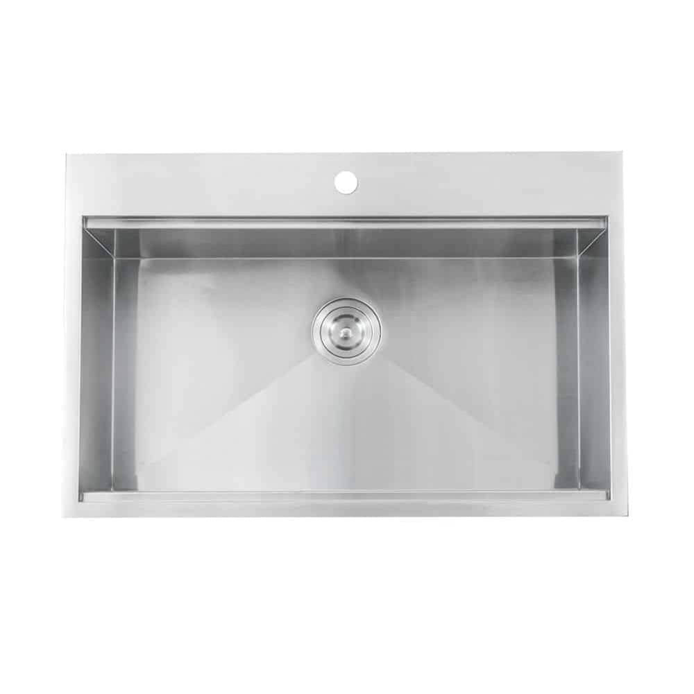 Lenova - Top Mount Single Bowl 33'' x 22'' x 10'' - Brushed Satin