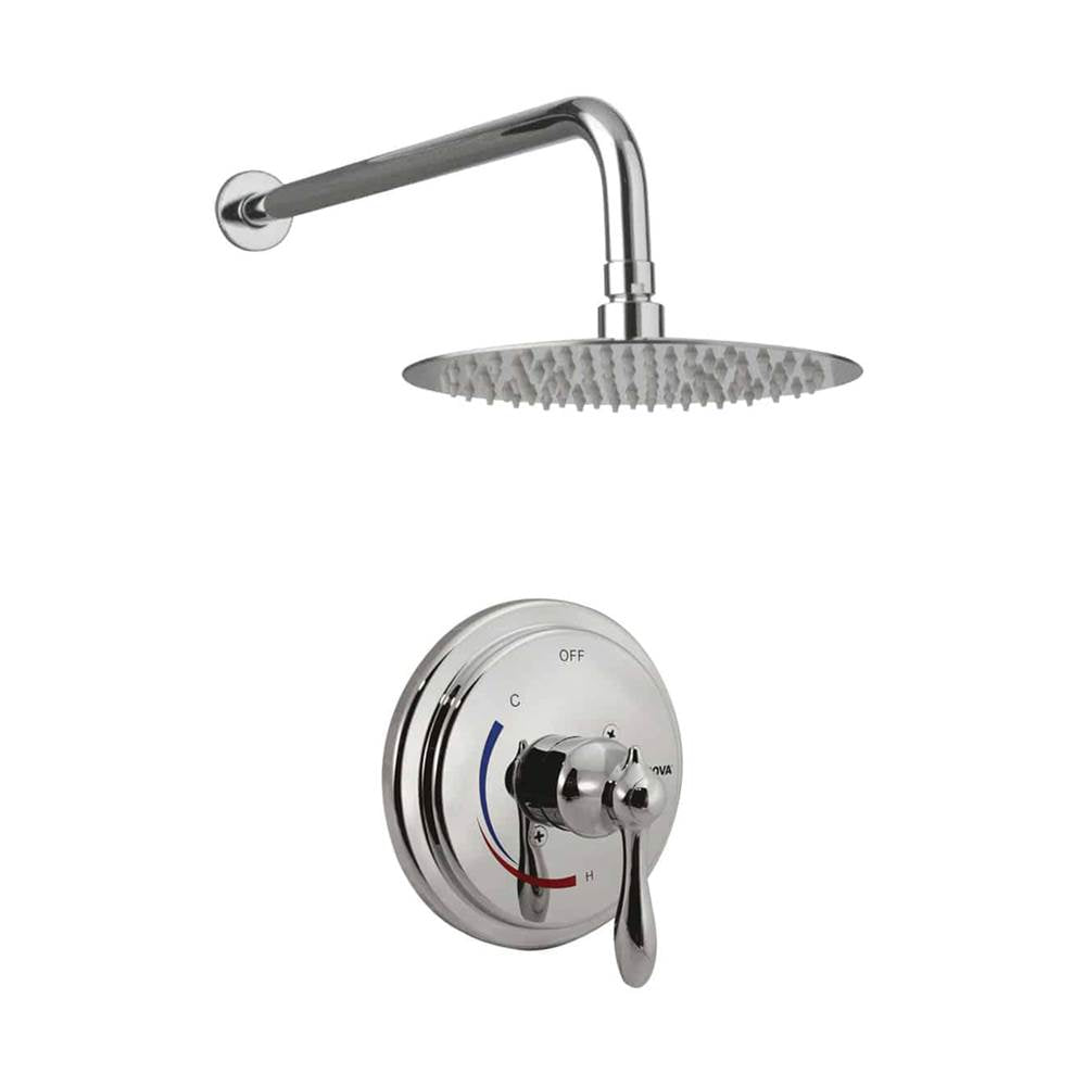 Lenova - 2PC - Shower Set Includes: Shower Head Round 8'' Thermostatic/Pressure Valve Trim Kit - Square - Brushed Nickel