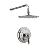 Lenova - 2PC - Shower Set Includes: Shower Head Round 8'' Thermostatic/Pressure Valve Trim Kit - Square - Brushed Nickel