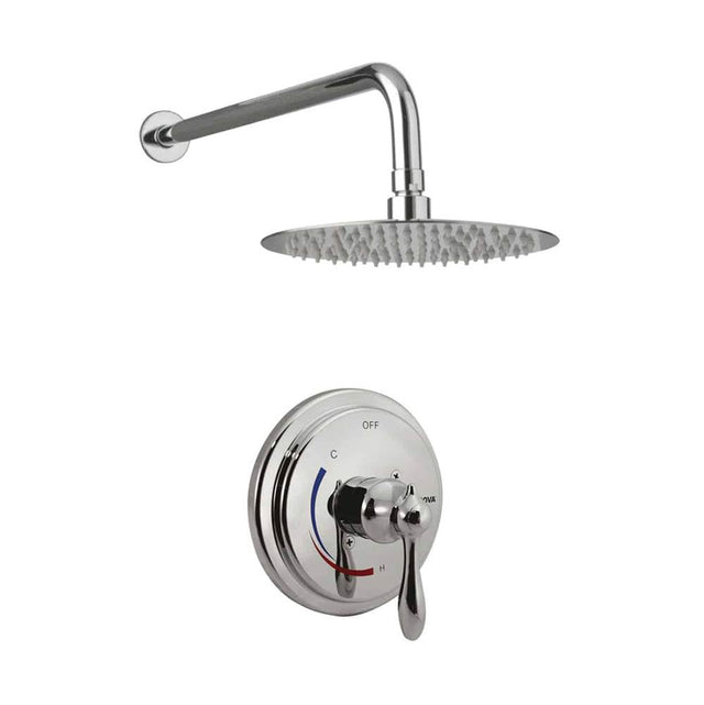 Lenova - 2PC - Shower Set Includes: Shower Head Round 8'' Thermostatic/Pressure Valve Trim Kit - Square - Brushed Nickel