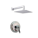 Lenova - 2PC - Shower Set Includes: Shower Head Round 8'' Thermostatic/Pressure Valve Trim Kit - Square - Polished Chrome