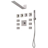 Lenova - 4PC - Shower Set Includes: Shower Head Square 16'' x 4-3/4'' Thermostatic/Pressure Valve Trim Kit - Square - Brushed Nickel