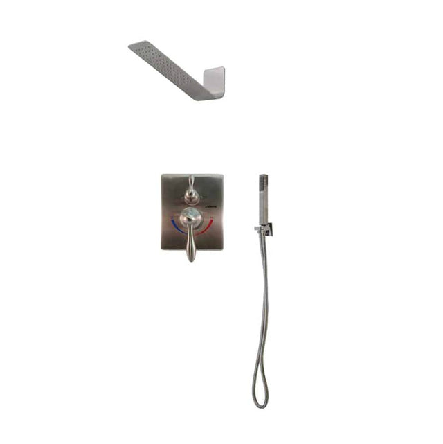 Lenova - 3PC - Shower Set Includes: Shower Head Square 16'' x 4-3/4'' Thermostatic/Pressure Valve Trim Kit - Square - Polished Chrome