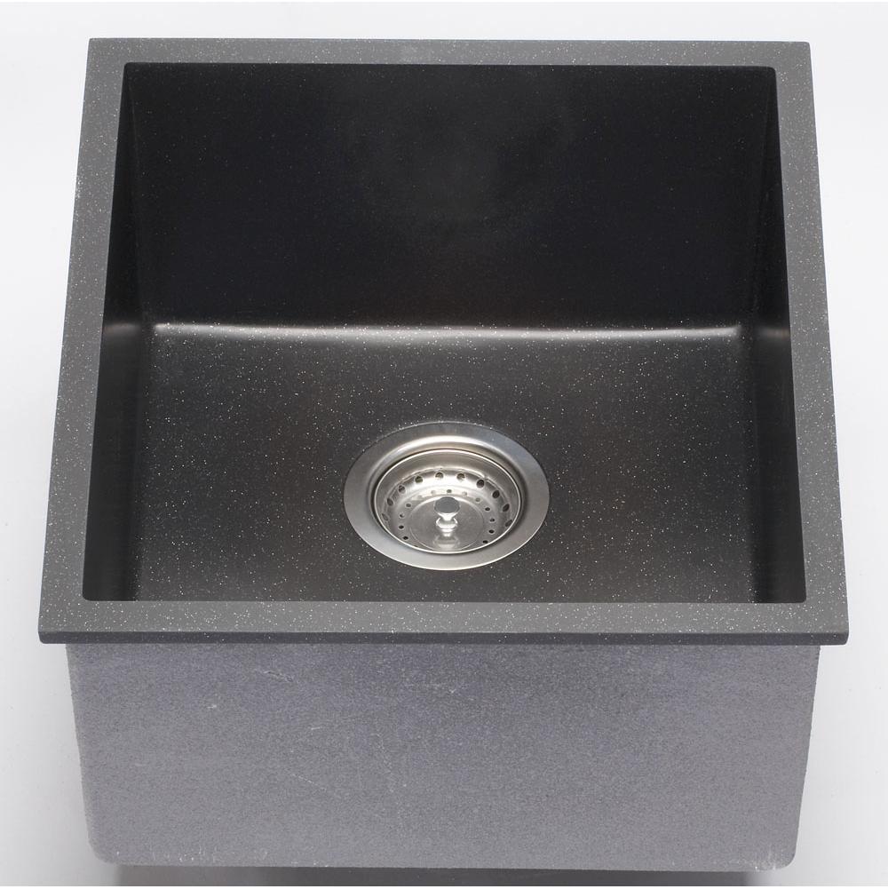 Lenova - NOVAGRANITE Composite Black Kitchen Sink 15-1/2''