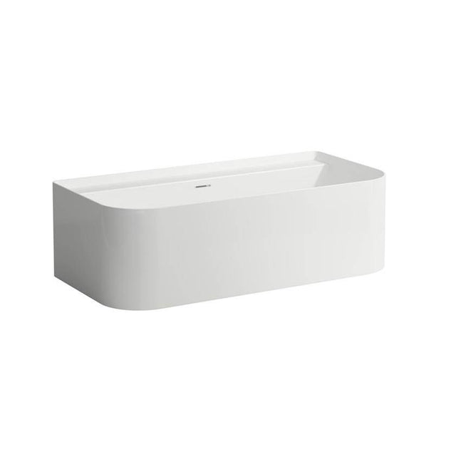 Laufen - Bathtub, with wall connection at the back, solid surface material Sentec, with integrated overflow, Matte Satin Finish - Glossy White