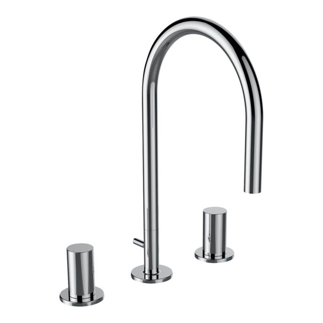 Laufen - 3-hole, Projection 6-1/2'', Swivel Spout, W/O Pop-up Waste With Rod - Chrome