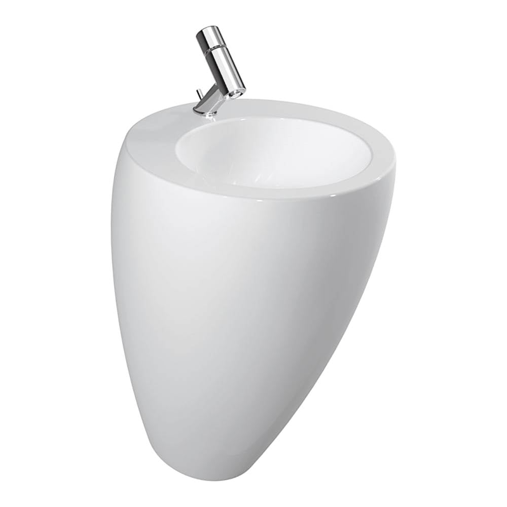 Laufen - Washbasin With Integrated Pedestal, With Wall Connection, Incl. Ceramic Waste Cover - Matte White