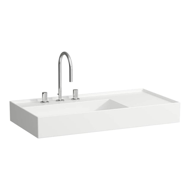 Laufen - Washbasin, shelf right, with concealed outlet, w/o overflow - Always Open Drain, wall mounted, ground bottom - Matte Gray
