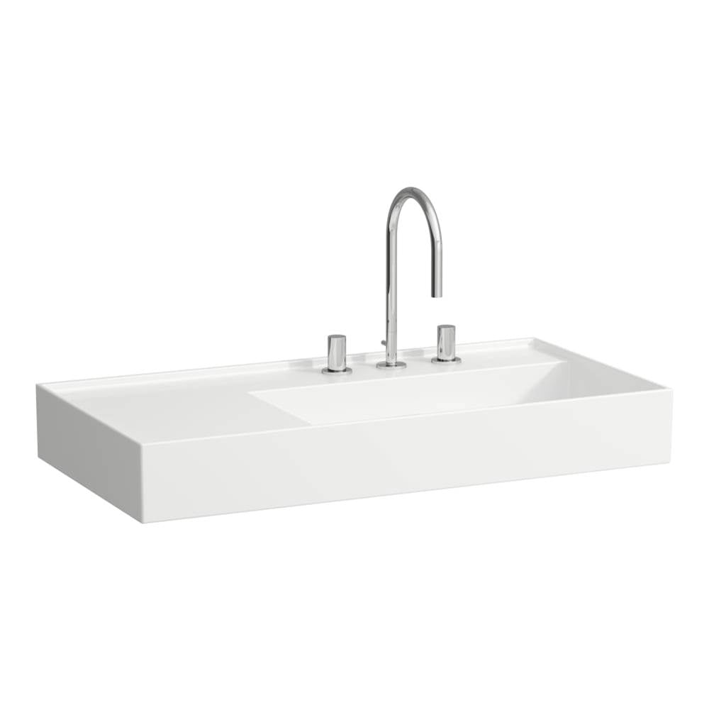 Laufen - Washbasin, shelf left, with concealed outlet, w/o overflow - Always Open Drain, wall mounted, ground bottom - Matte Gray