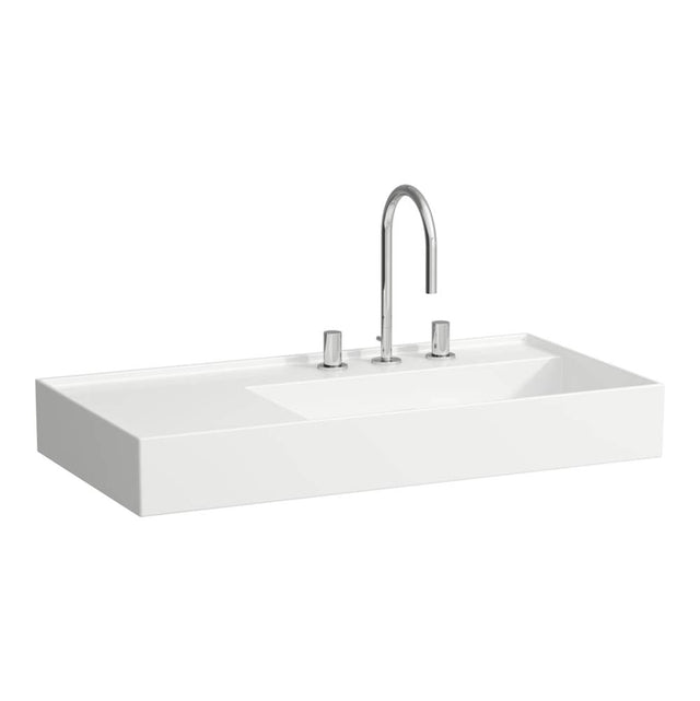 Laufen - Washbasin, shelf left, with concealed outlet, w/o overflow - Always Open Drain, wall mounted, ground bottom - Matte Gray