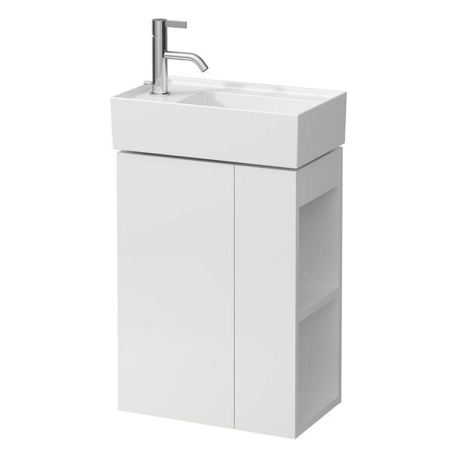 Laufen - Vanity Only with one glass shelf, door hinge left, open shelf right for handwashbasin tap bank left 815335