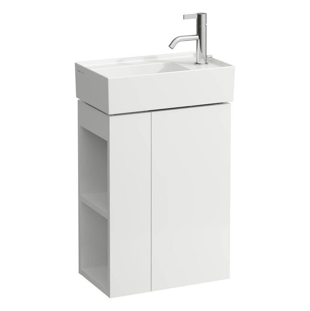 Laufen - Vanity Only with one glass shelf, door hinge right, open shelf left for handwashbasin tap bank right 815334