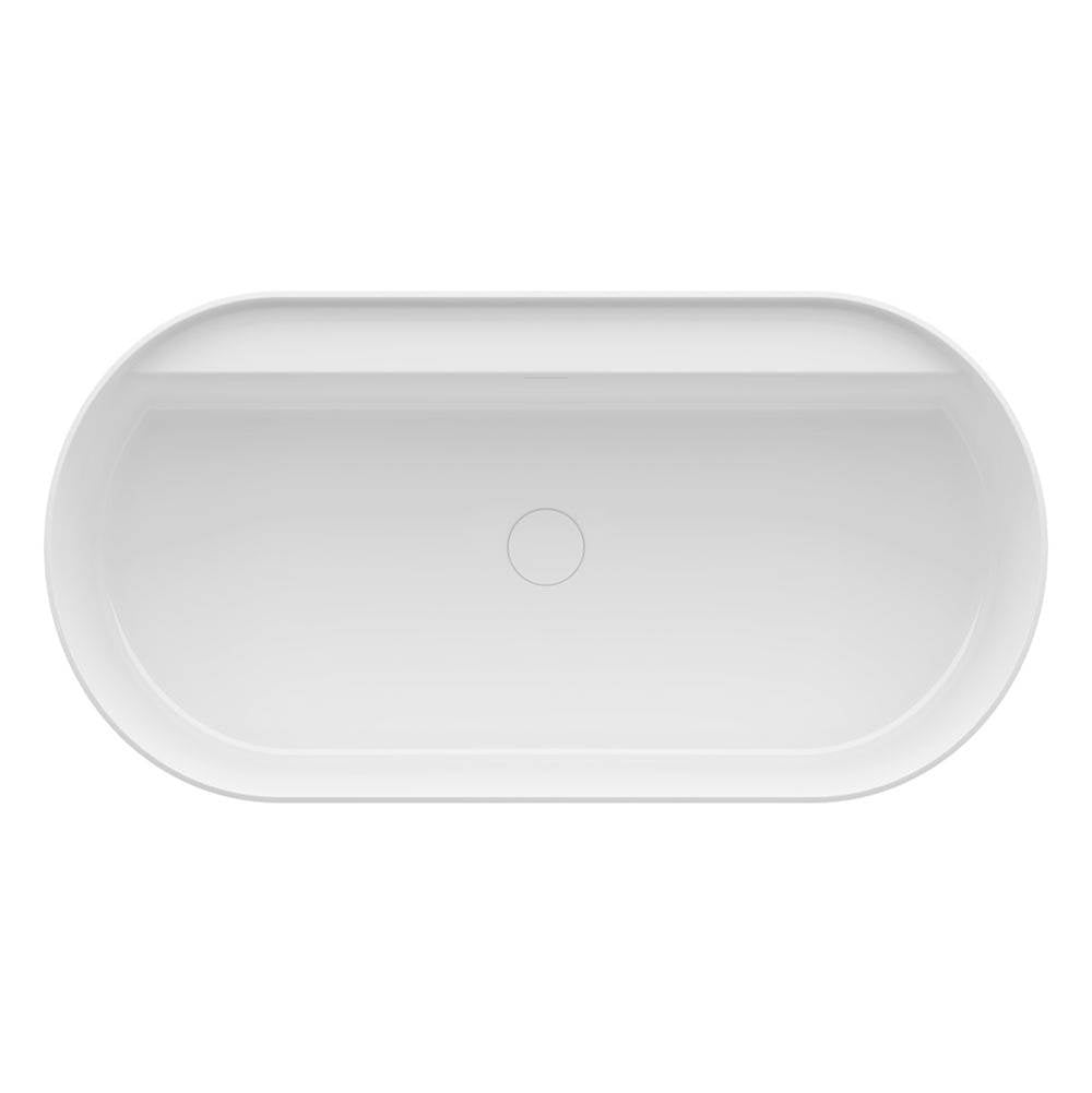 Freestanding bathtub with relief with Integrated Overflow and Center Drain, made of Marbond Mineralcast material, Glossy Finish