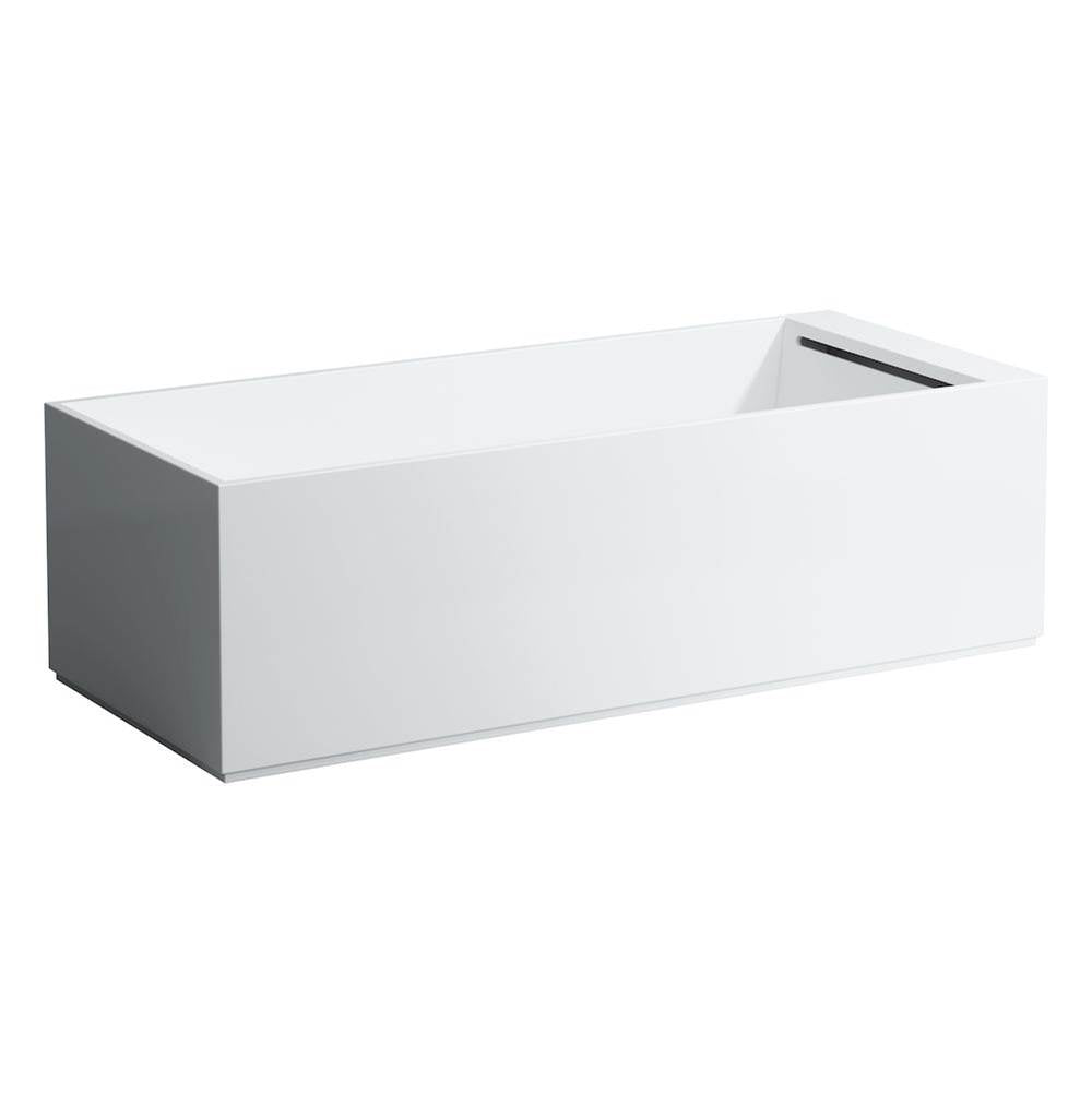 Laufen - Freestanding bathtub, made of Sentec solid surface, with tap bank on right-hand side, with slot overflow/front overflow, with lifting system - White
