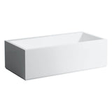 Freestanding bathtub, made of Sentec solid surface, with tap bank on left-hand side, with slotted overflow/front overflow, with lifting system