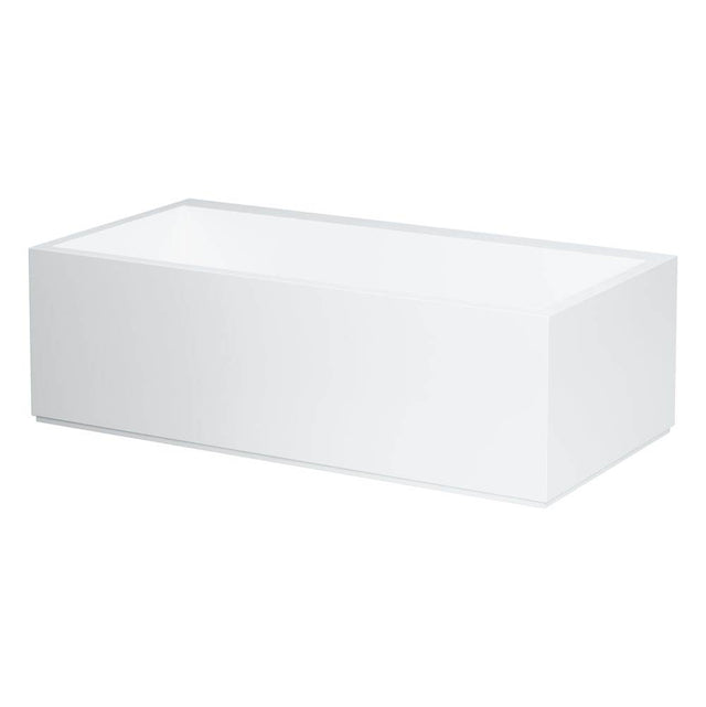 Laufen - Freestanding bathtub, made of Sentec solid surface, with slot overflow/front overflow and tap bank at foot end, with lifting system - White