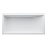 Freestanding bathtub, made of Sentec solid surface, with slot overflow/front overflow and tap bank at foot end, with lifting system
