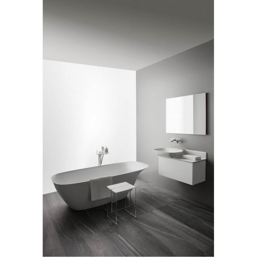 Freestanding bathtub, made of Sentec solid surface, with integrated head rest, Matte Satin Finish