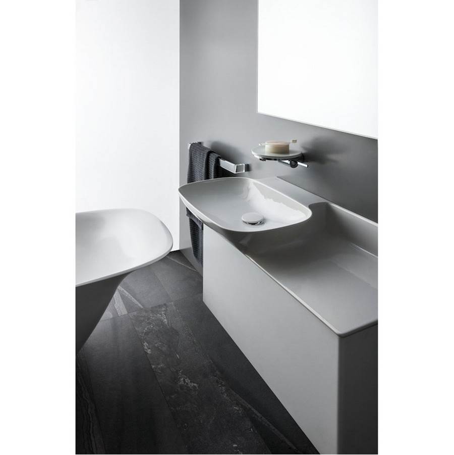 Freestanding bathtub, made of Sentec solid surface, with integrated head rest, Matte Satin Finish