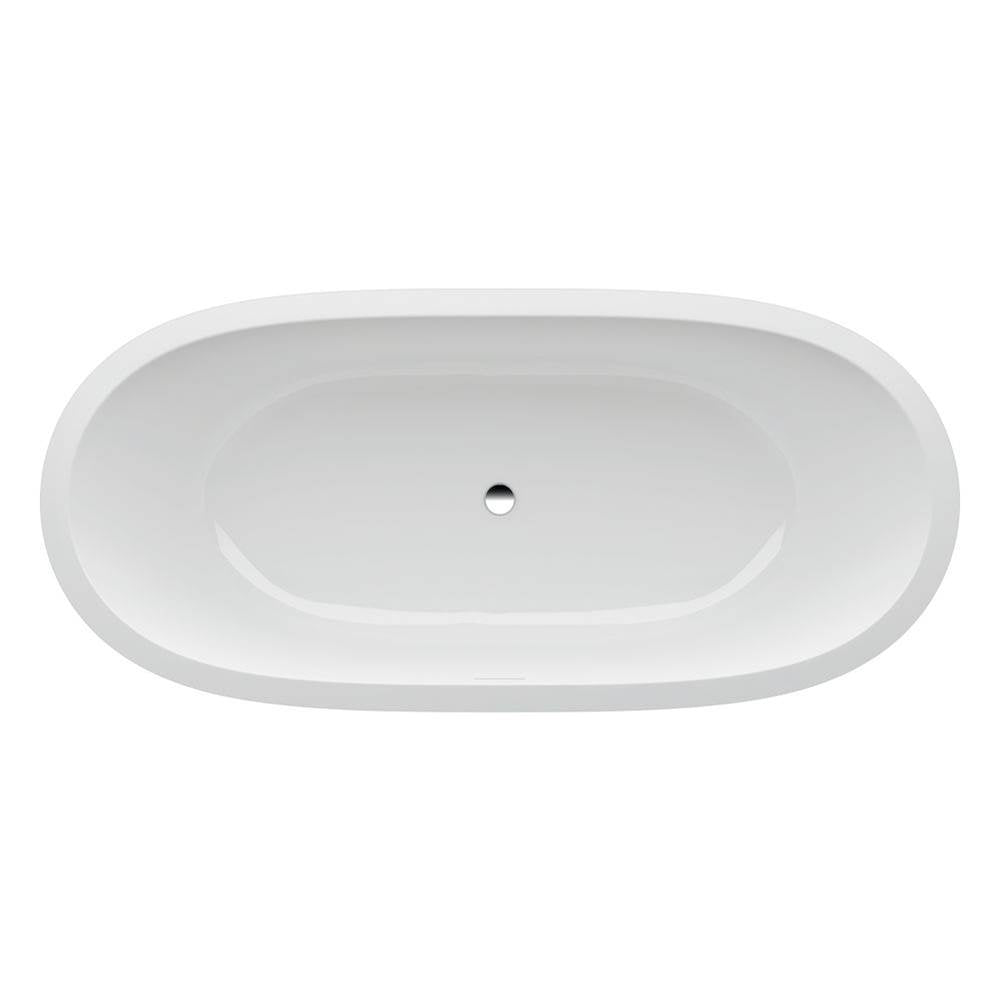 Laufen - Bathtub, built-in bath, with centered outlet, with frame, made of Sentec solid surface, Matte Satin finish - Glossy White