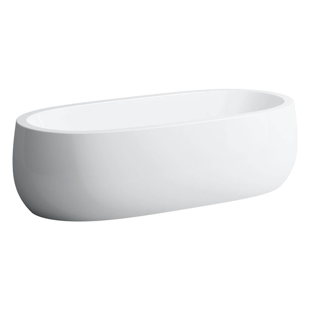 Laufen - Freestanding bathtub, made of Sentec solid surface, with centered outlet, with lifting system, Matte Satin finish - Glossy White