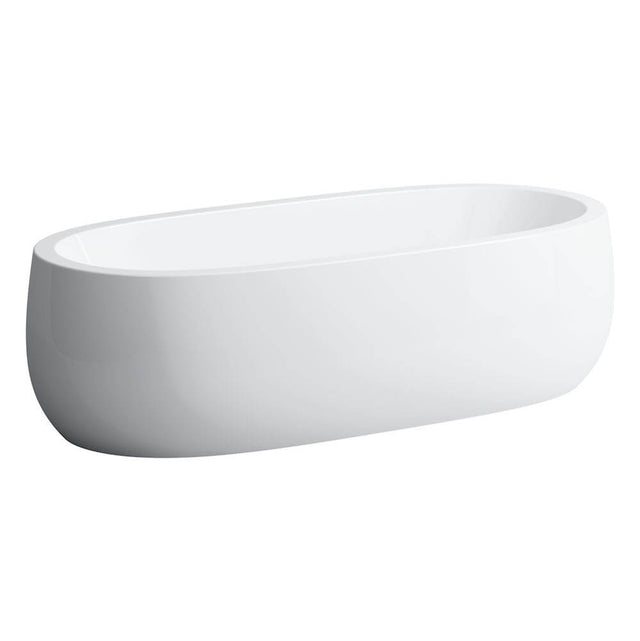 Laufen - Freestanding bathtub, made of Sentec solid surface, with centered outlet, with lifting system, Matte Satin finish - Glossy White