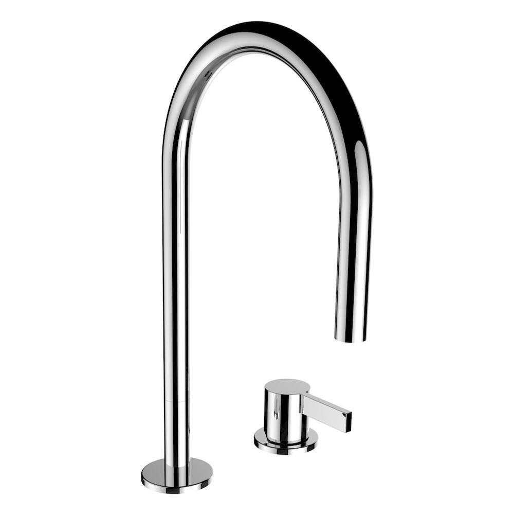 Laufen - 2-hole basin mixer, projection 6-1/2'', swivel spout, with pop-up waste - Chrome