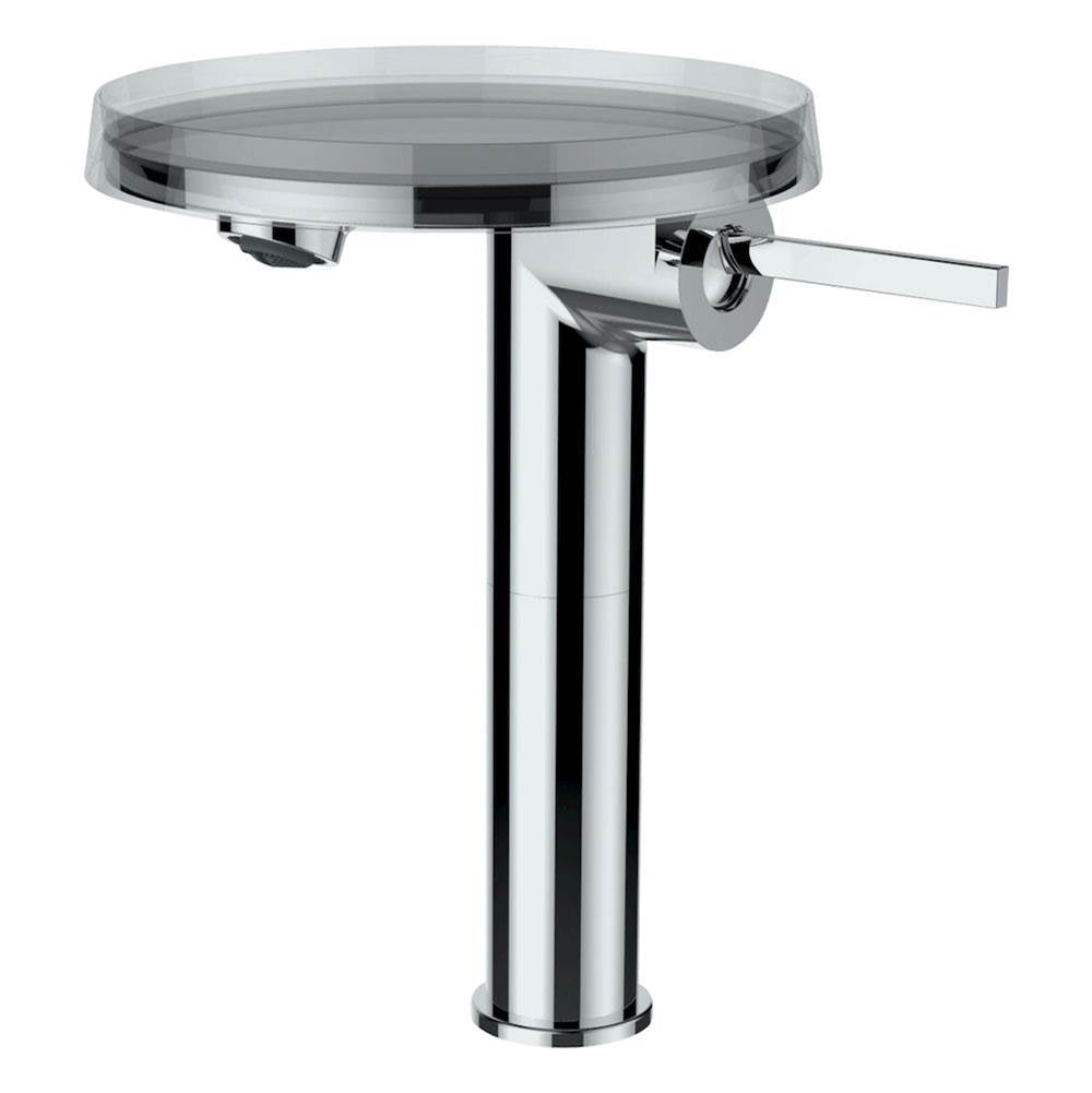 Laufen - Column single lever basin mixer ''disc'', projection 4-3/8'', without pop-up waste, with storage tray ''disc'', transparent crystal - Chrome