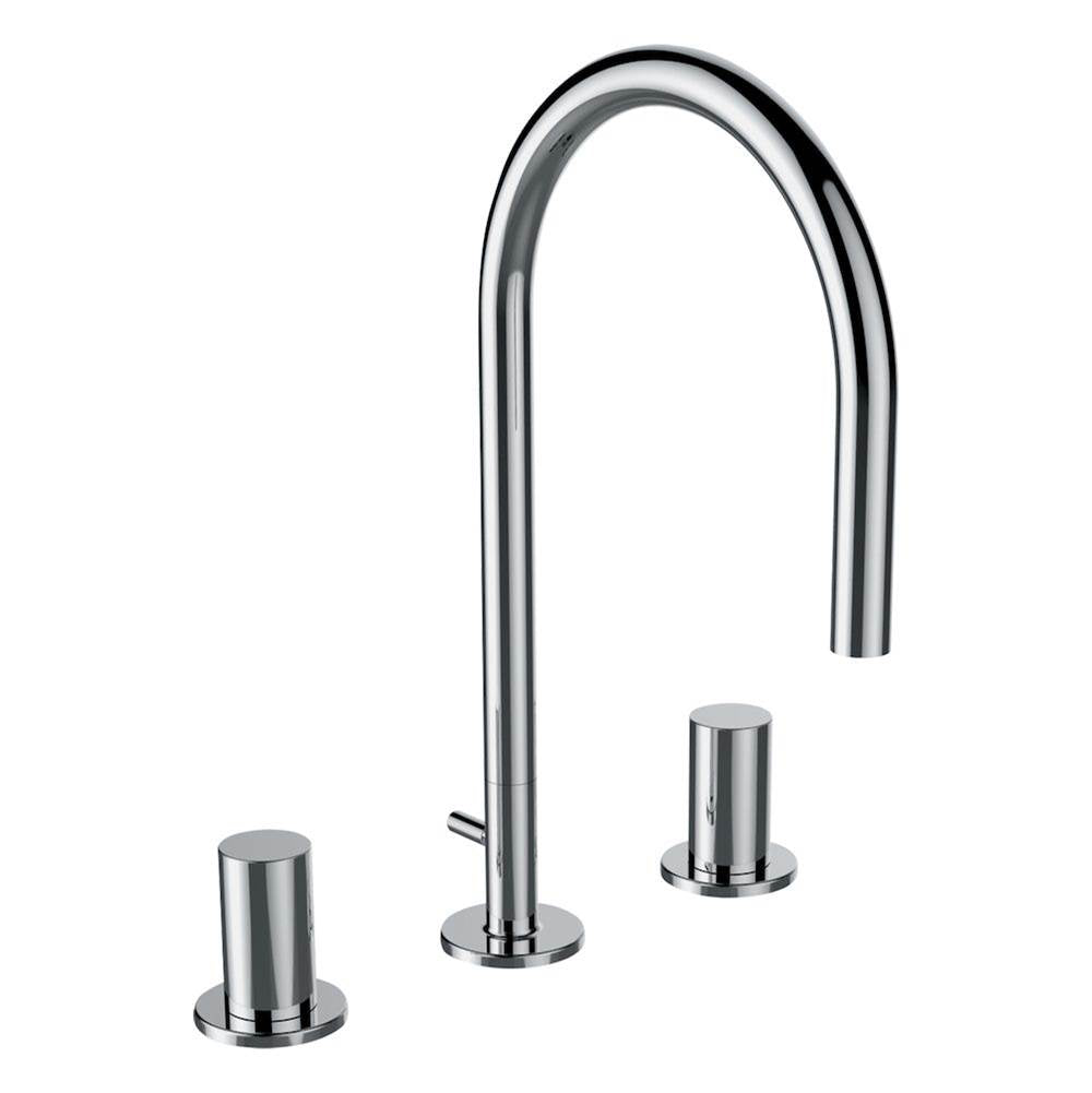Laufen - 3-hole basin mixer, projection 6-/1/2'', swivel spout, with pop-up waste lever, with pop-up waste - Chrome