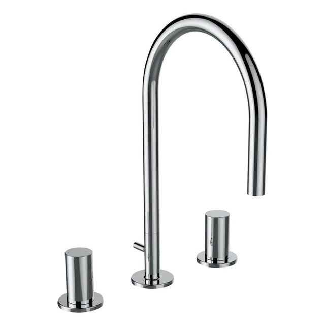 Laufen - 3-hole basin mixer, projection 6-/1/2'', swivel spout, with pop-up waste lever, with pop-up waste - Chrome